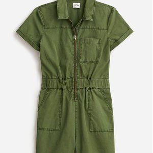 NWT J CREW ZIP-FRONT CHINO ROMPER 4 / DARK SEAWEED